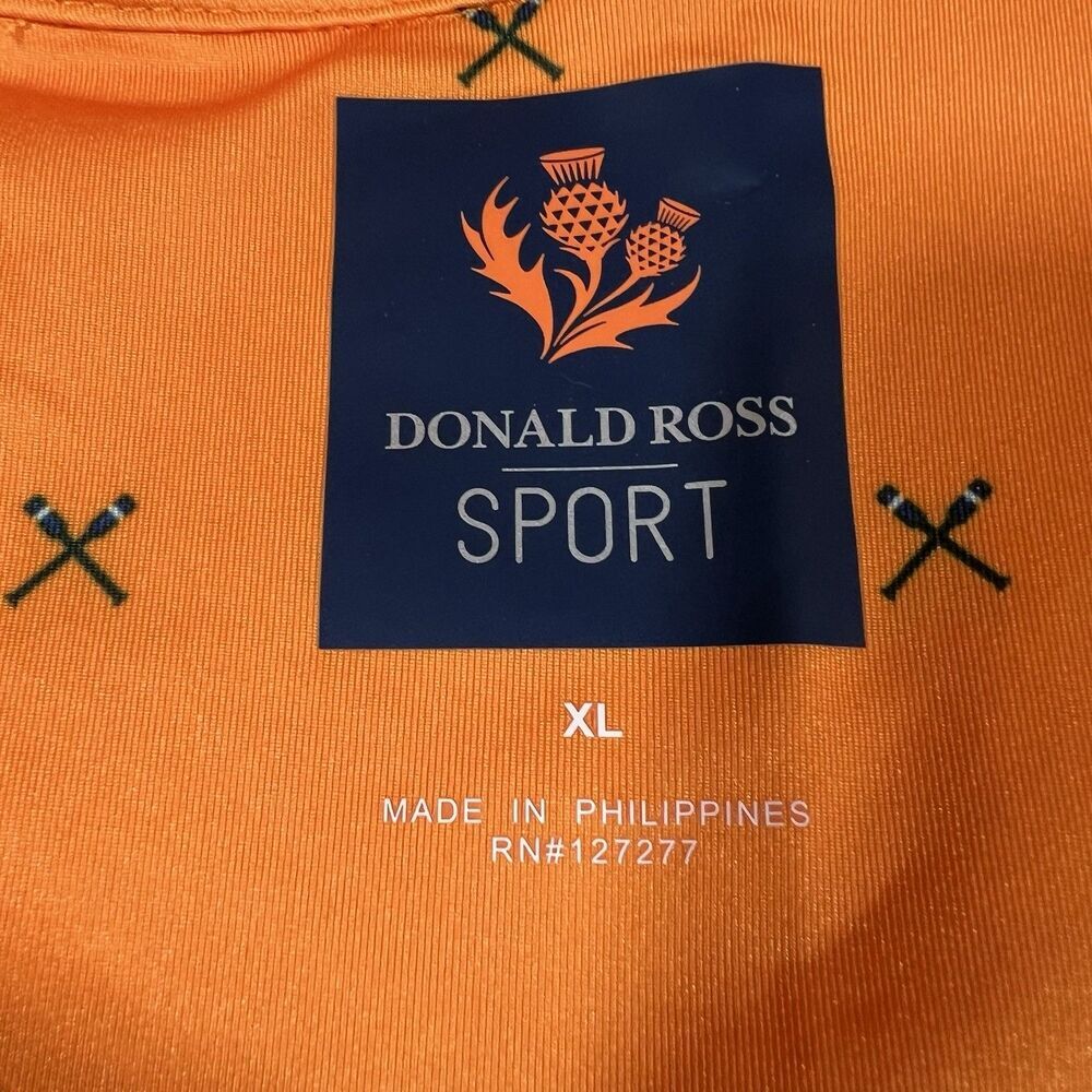 Donald Ross Sport Orange All Over Print Short Sleeve Golf Polo Shirt Men's XL - Picture 7 of 8